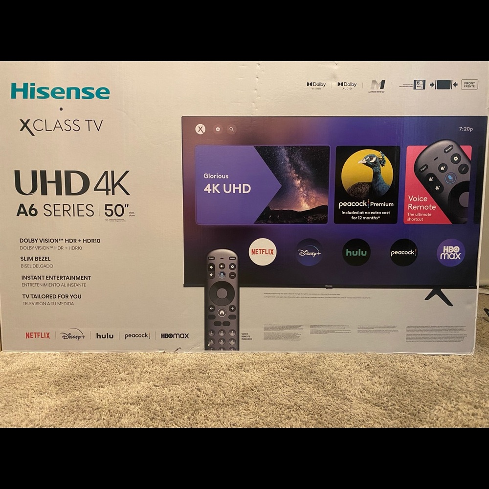 BRAND NEW 50” Hisense A6 Series Roku TV